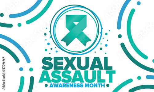 Sexual Assault Awareness Month in April. Annual campaign to promote education and the prevention of sexual violence. Social awareness symbol. Stop violence. Vector illustration