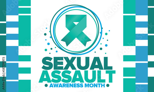 Sexual Assault Awareness Month in April. Annual campaign to promote education and the prevention of sexual violence. Social awareness symbol. Stop violence. Vector illustration