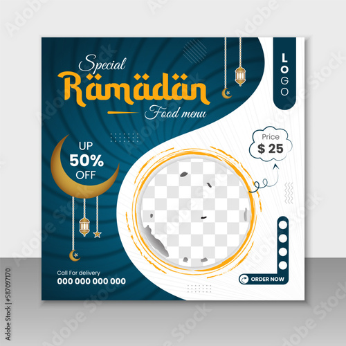 Ramadan food sale social media post and web banner template. Suitable for promotion, ads, advertising, presentation, sale banner, product, business, food.