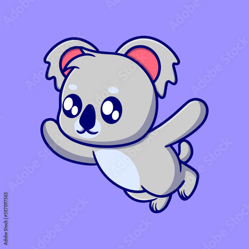 Cute fly koala cartoon icon illustration