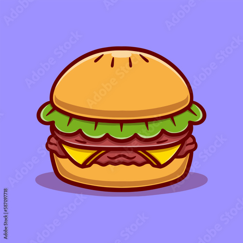 Burger cartoon logo icon illustration. funny logo for business