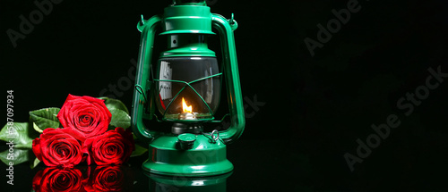 Vintage petrol lamp with re...