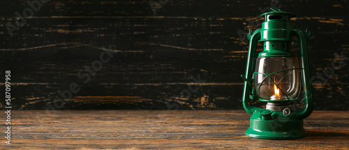 Vintage petrol lamp on dark...