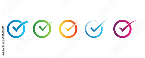 checkmark in circle on white background