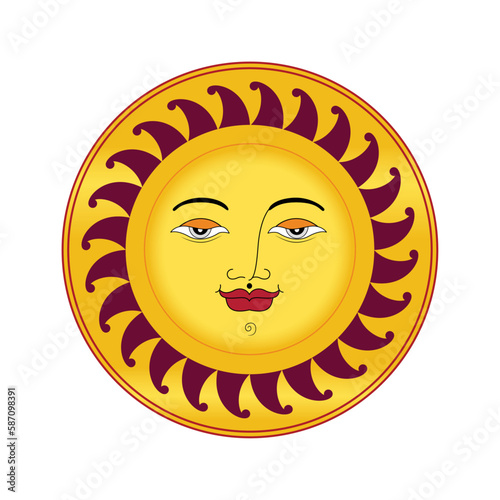 Sun face charm calm vector illustration clip art