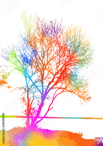 Abstract colored tree. Vector illustration