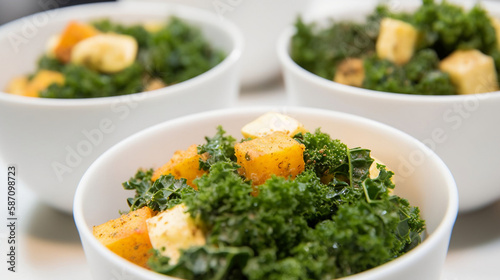 healthy and hearty: fuel up with a breakfast bowl featuring kale, sweet potato, and egg, start your day right, delicious breakfast options to satisfy every craving. generative ai