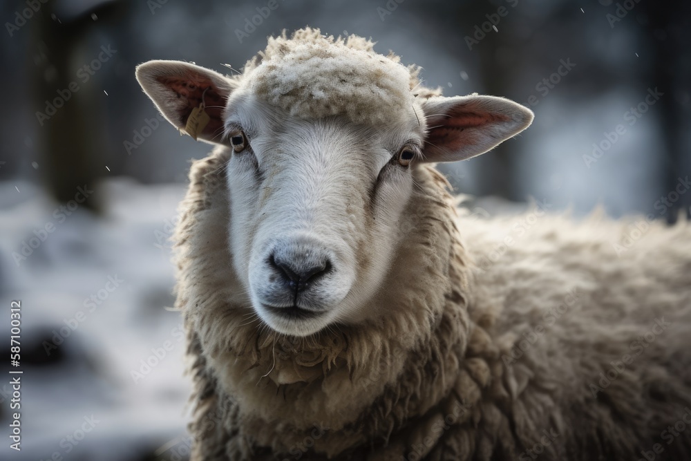 A depiction of a winter sheep. Generative AI A depiction of a winter sheep. Generative AI