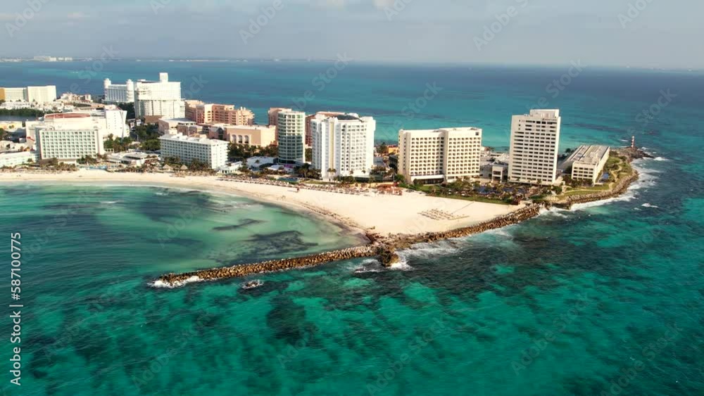 Mexico Cancun, beautiful Caribbean sea coast with turquoise water, top view. Mexico Cancun, beautiful Caribbean sea coast with turquoise water, top view.