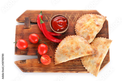 Wooden board with baked mea...