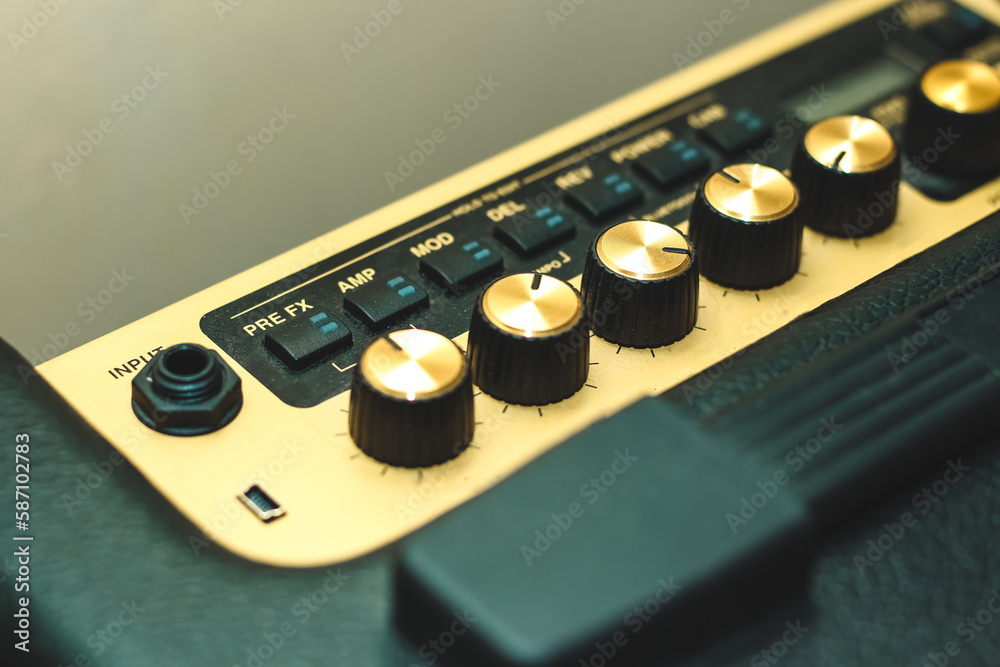 Black combo amp speaker for electric guitar. Black combo amp speaker for electric guitar.