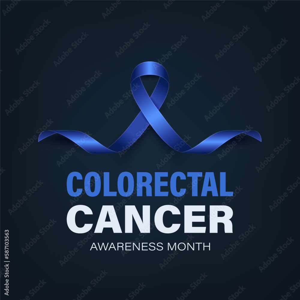 Colorectal Cancer Banner, Card, Placard With Vector 3d Realistic Dark ...