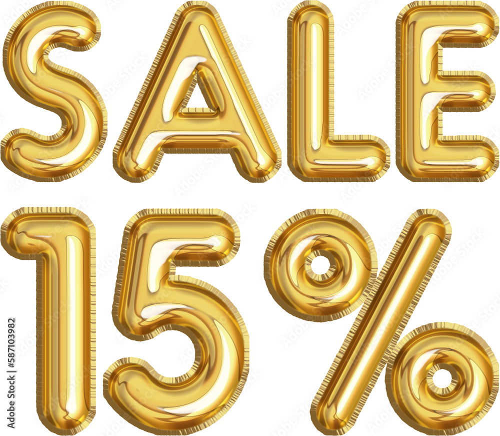 Golden balloon 15% sale discount label Golden balloon 15% sale discount label