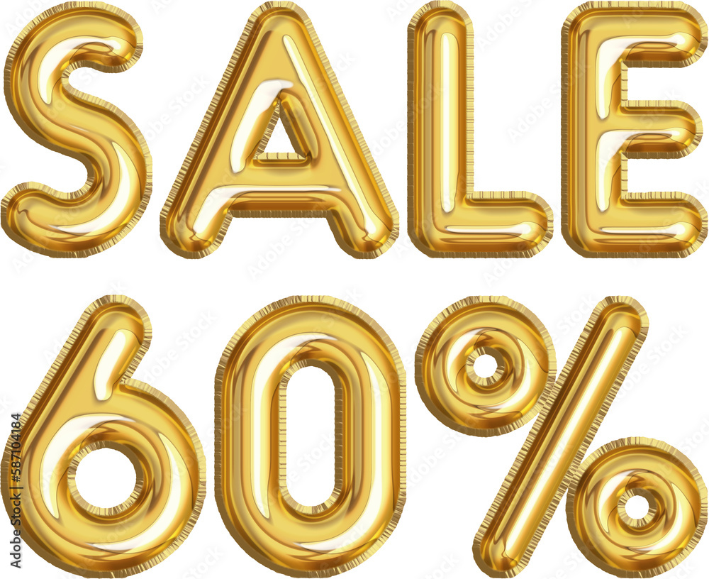 Golden balloon 60% sale discount label Golden balloon 60% sale discount label