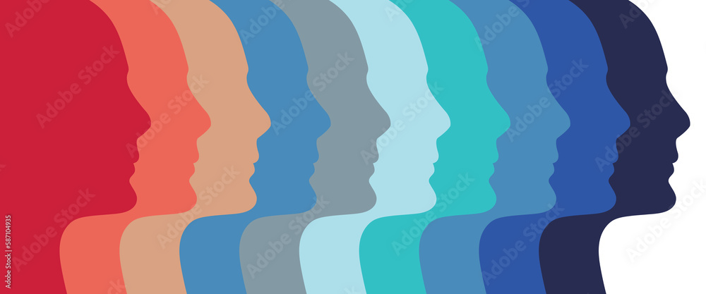 Colorful geometrical head shapes - diversity concept - vector illustration
