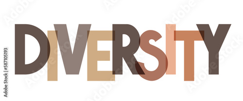 Colorful diversity word on white background - typographical concept - vector illustration