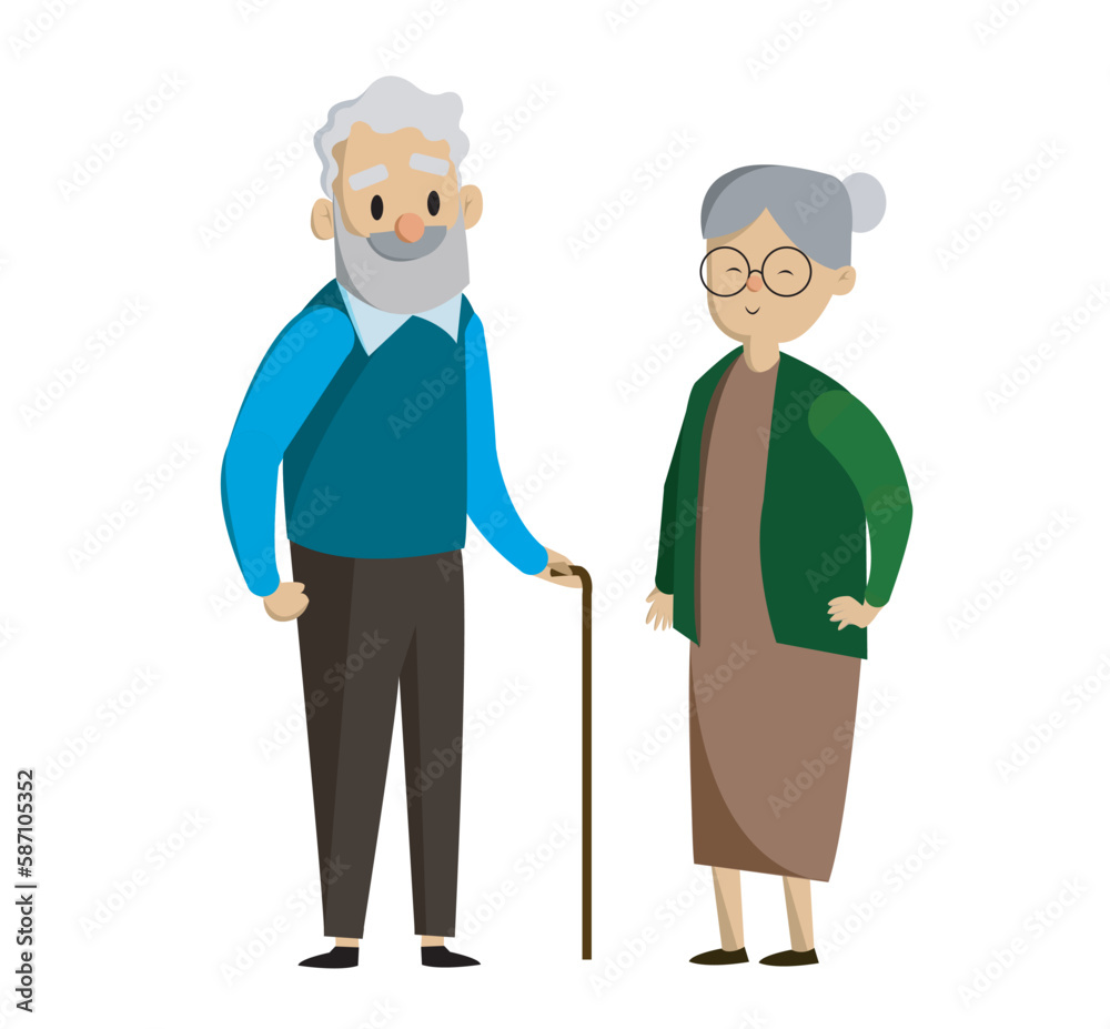 Old couple vector. Standing, There are two people both old and happy. old couple vector. Old couple vector. Standing, There are two people both old and happy. old couple vector.