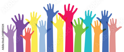 Colorful human hands - diversity concept - vector illustration