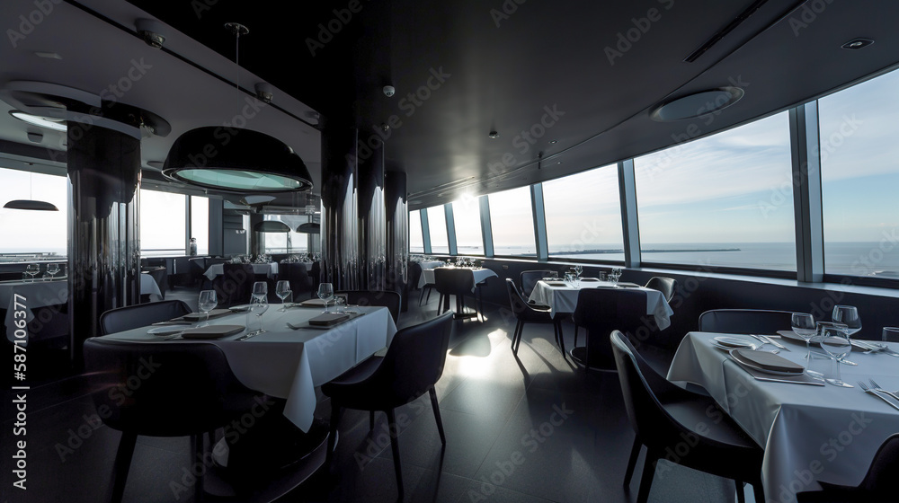 Socialize in Style, Modern Restaurant with a Sophisticated Ambiance and Chic Interior Design, Generative AI Socialize in Style, Modern Restaurant with a Sophisticated Ambiance and Chic Interior Design, Generative AI