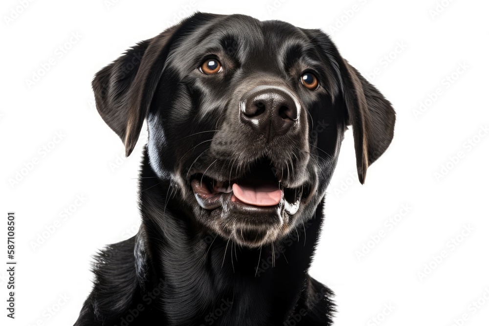 a two year old Labrador in front of a white background. Generative AI