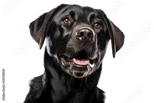 a two year old Labrador in front of a white background. Generative AI © AkuAku