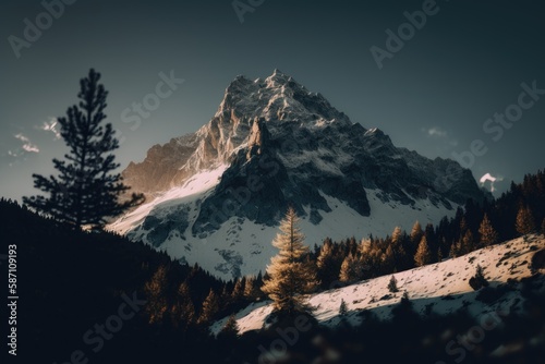 AI Generated illustration of a Snowy Mountain