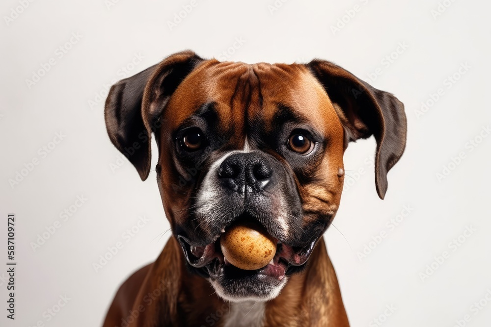 Cute Brown Adult Big Breed Boxer Purebred Dog Standing Alone on White Background with Tongue Out at Camera. Generative AI Cute Brown Adult Big Breed Boxer Purebred Dog Standing Alone on White Background with Tongue Out at Camera. Generative AI