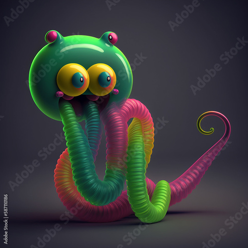funny cartoon candy dragon with a background, ai generated