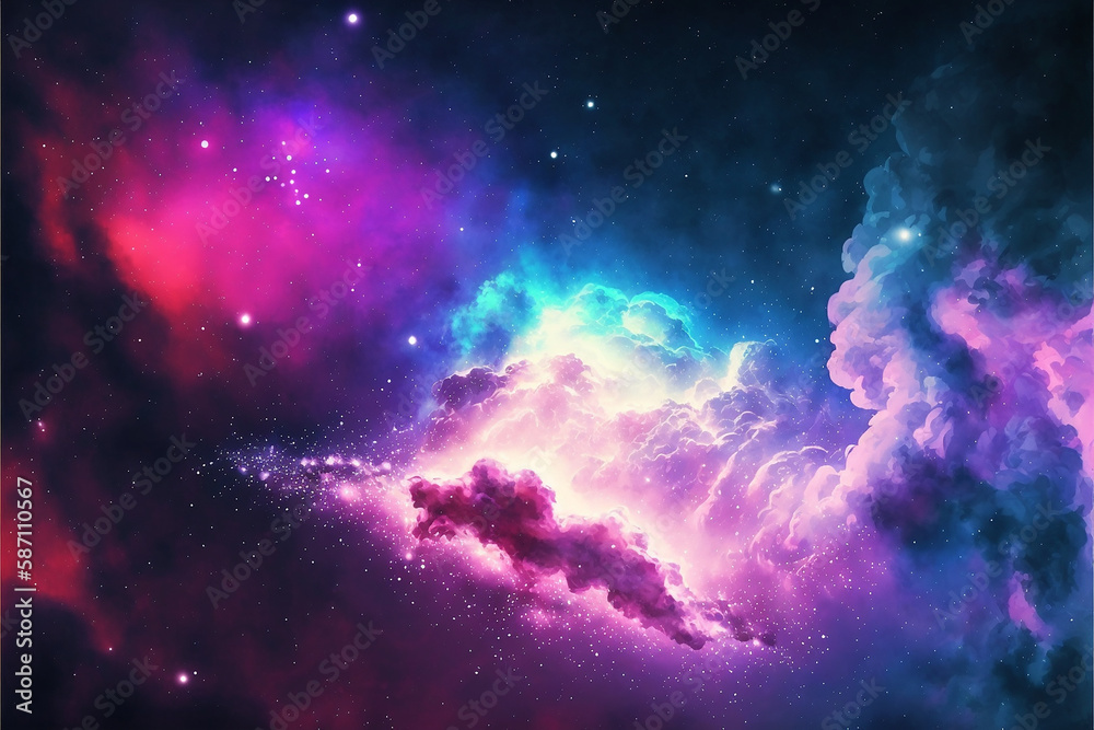 Watercolor Space Background, Cosmos, Universe made with generative AI