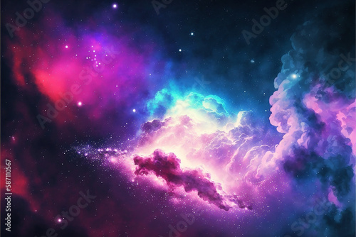 Watercolor Space Background, Cosmos, Universe made with generative AI
