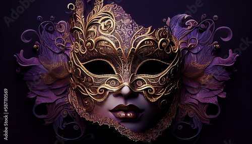 Mysterious Fairy Woman Lace Mask Face Portrait Artwork Digital Illustration