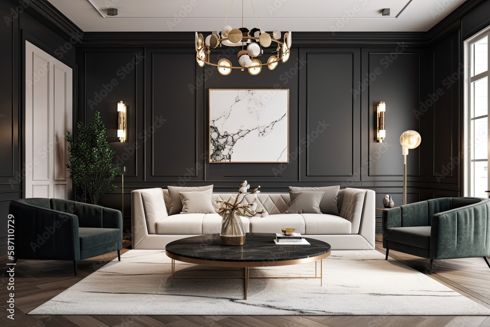 Fototapeta premium an example of a modern, opulent living room. Generative AI