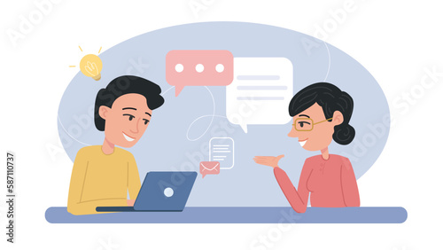 Digital technology and communication theme Vector illustration, business concept.