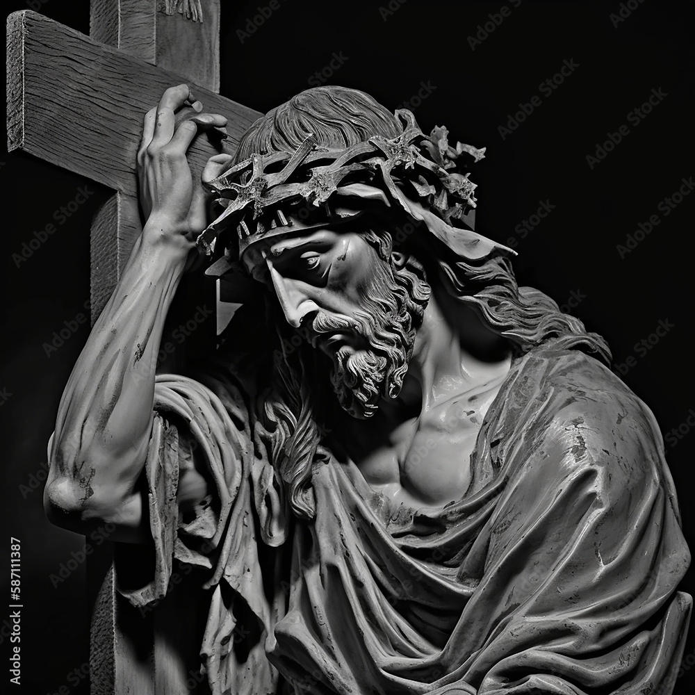 Jesus carrying the cross, made with generative AI	