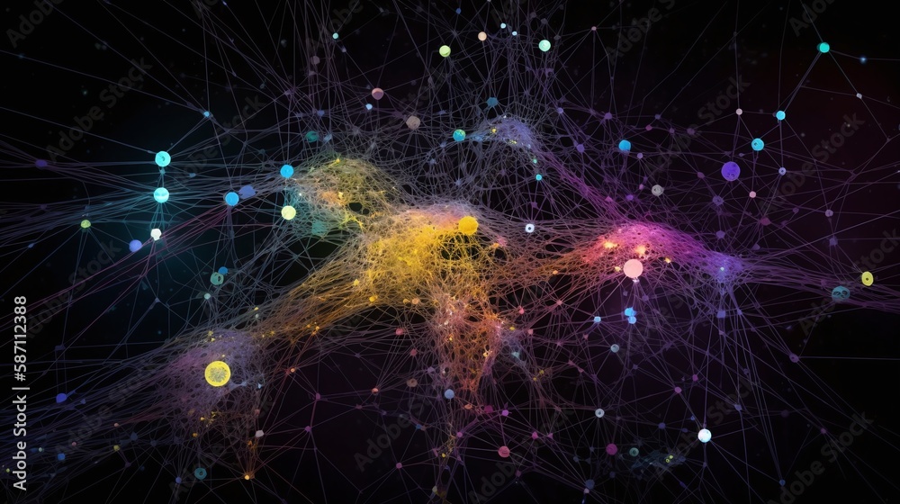 Obraz premium Exploring the Depths of a Universe's Neural Network Generated by AI