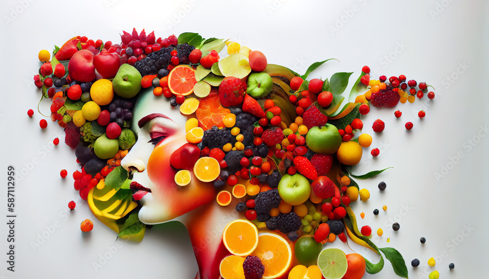 Human body silhouette made of healthy food