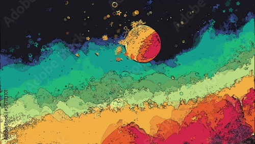 Paper Moon trippy vj seamless looping animations, weird surreal dreamscape abstracts for music visualizers, acid flashback montages, strange and glitchy effects that hypnotize and inspire