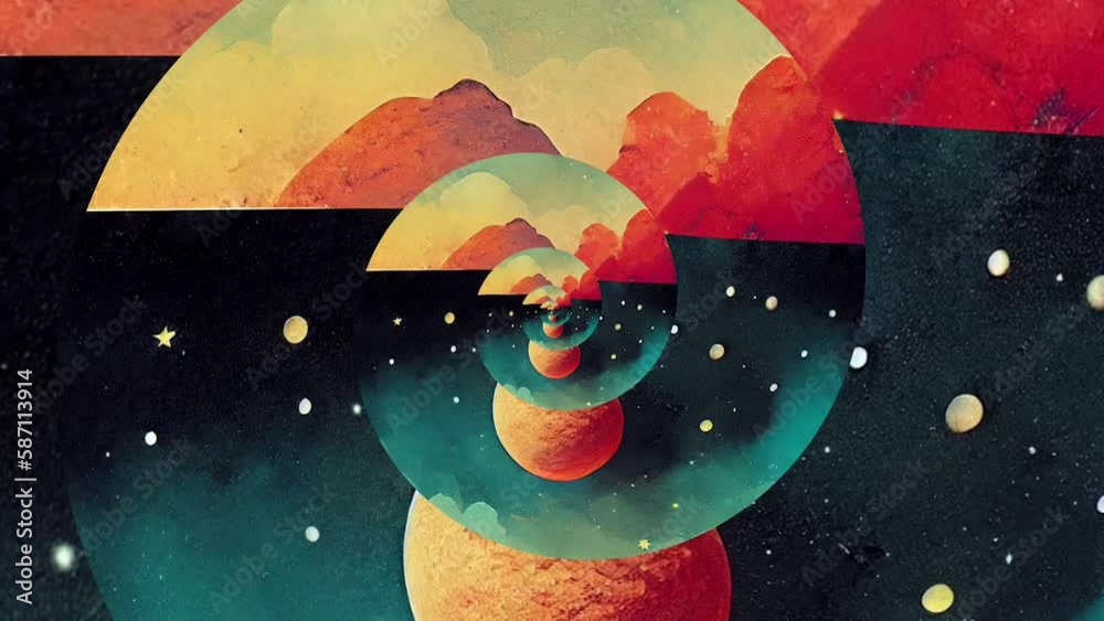 Paper Moon trippy spiral vj seamless looping animations, weird surreal dreamscape abstracts for music visualizers, acid flashback montages, strange and glitchy effects that hypnotize and inspire