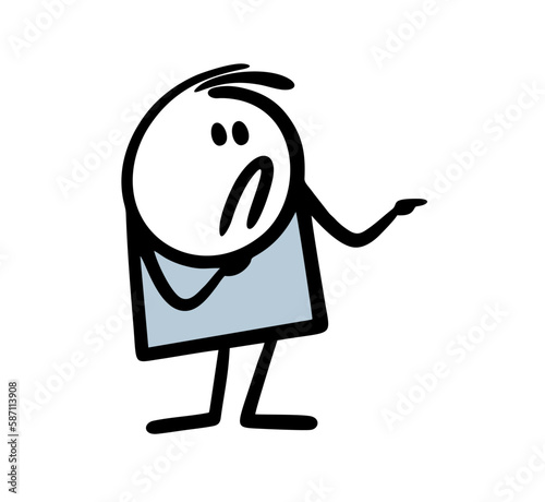 Stickman dismissively points a finger at someone with a contemptuous expression on his face.