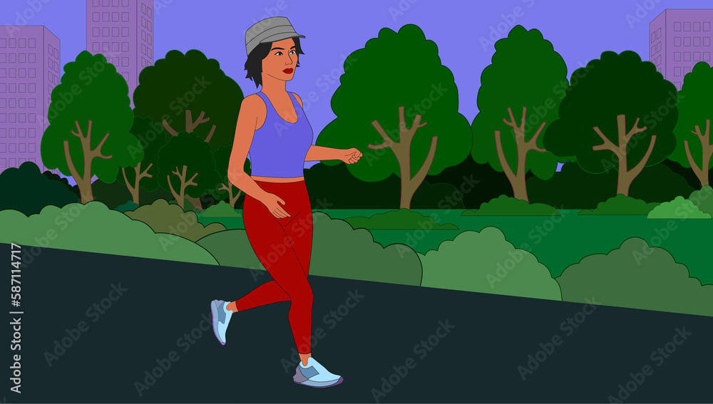 girl running on the road
