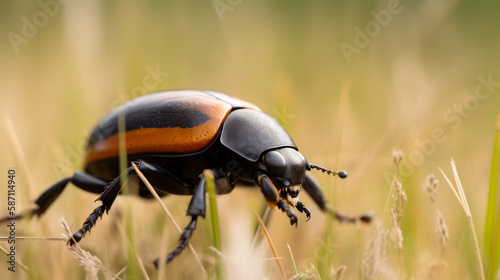 An insect bettle with black and orange color