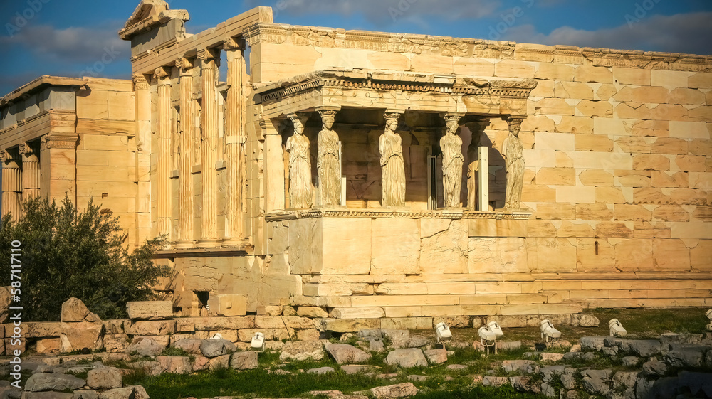 Obraz premium Caryatid draped female figure used instead of a column as a support ancient Acropolis Athens Greece
