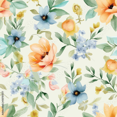 Seamless Vintage Watercolor Floral Vector Pattern Timeless Graceful