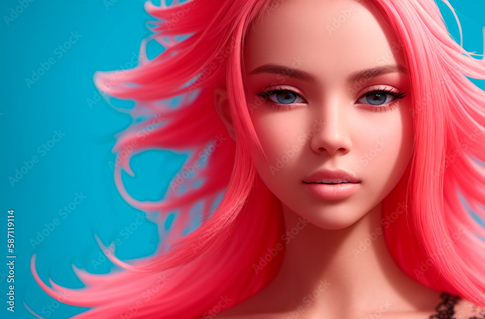 Beautiful bright woman. Model with expressive appearance. Generative AI. Beautiful bright woman. Model with expressive appearance. Generative AI.
