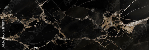 Seamless marble texture background. Minimalistic abstract wallpaper. Horizontal elegant dark marble background. Generative AI 