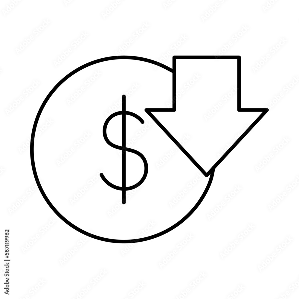 coin finance icon with black outline style. icon, business, finance, sign, symbol, vector, line. Vector illustration coin finance icon with black outline style. icon, business, finance, sign, symbol, vector, line. Vector illustration