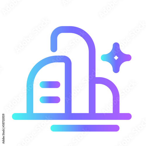 building finance icon with purple blue outline style. money, atm, icon, finance, vector, business, card. Vector illustration