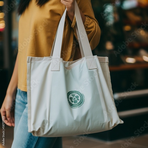 renewable and eco friendly alternative bag to one use plastic, green bags, ai generated
