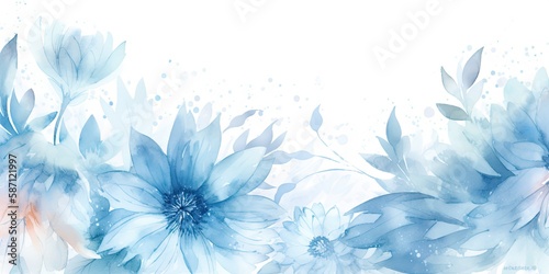 Watercolor blue floral background Generative Art