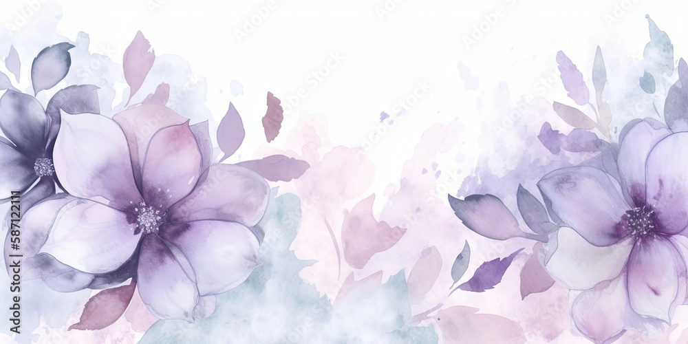 Watercolor purple floral background Generative Art